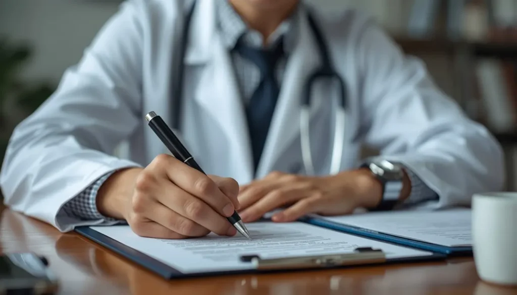 Doctor writing an Order for a Woman | The Rose House