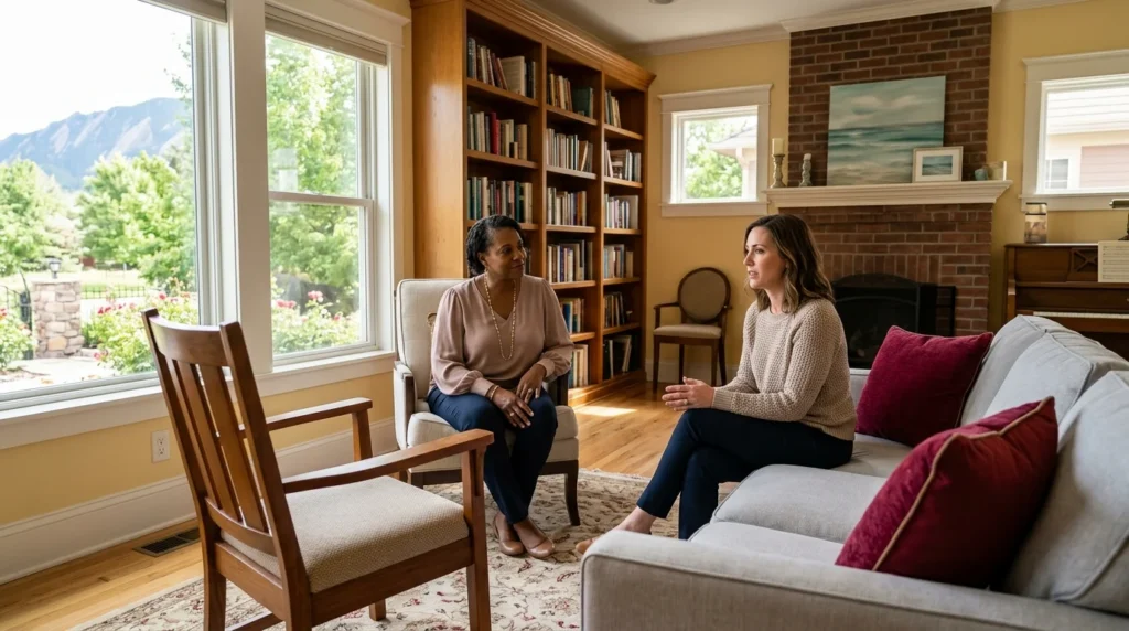 Woman Sitting Across From an Empty Chair | The Rose House